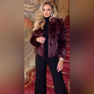 Chic Maroon Teddy Jacket